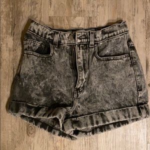 American apparel high waist acid wash black short